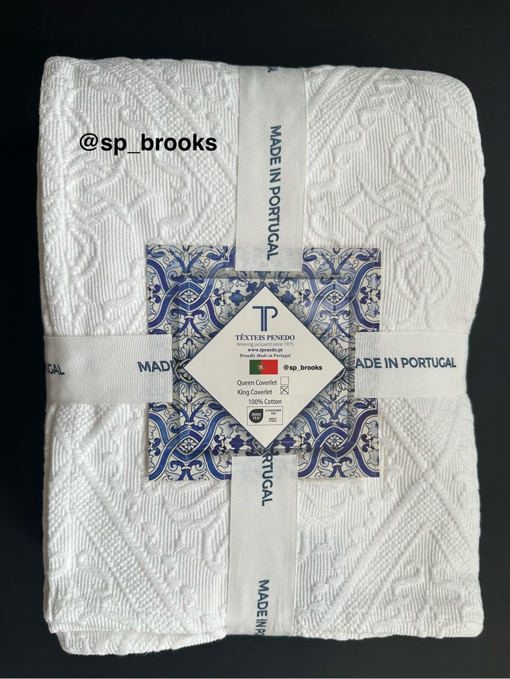 🎁Texteis Penedo Coverlet - Cotton Diamond White Damask Coverlet - King Coverlet